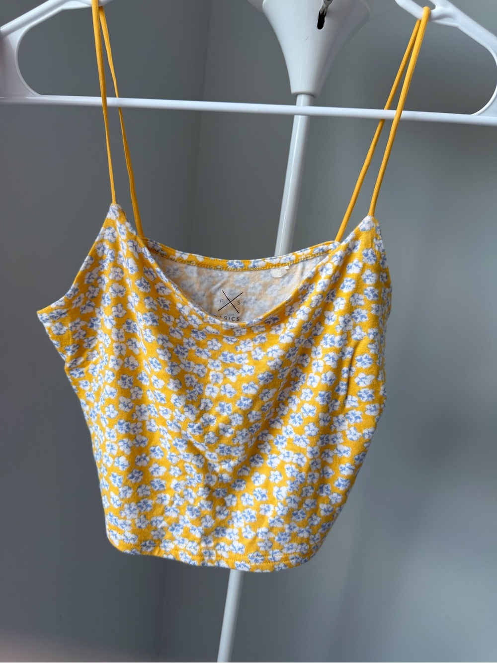Pacsun Asics Yellow Floral Spaghetti-Strap Camisole soft and stretchy